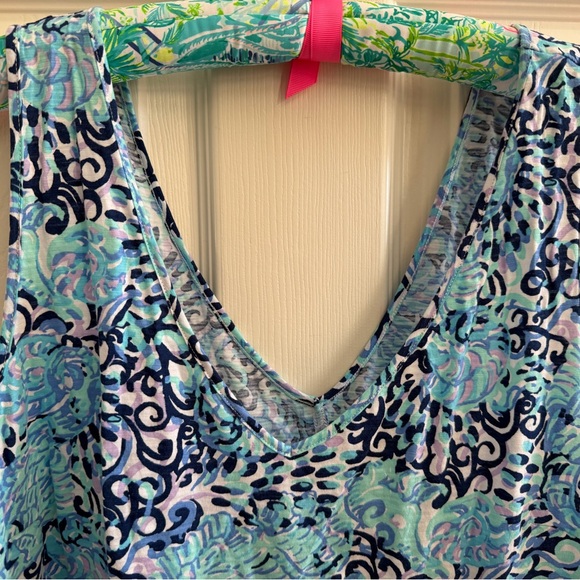 Lilly Pulitzer Blue and Teal Patterned Tank Top XL - Picture 3 of 4